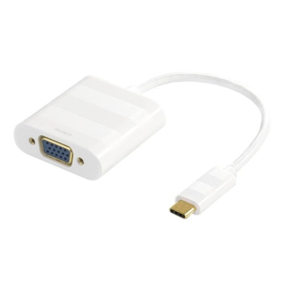 DELTACO USB 3.1 till VGA adapter, Typ C - VGA, 1080p, vit