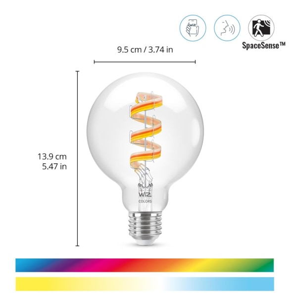 WiZ WiFi Smart LED E27 G95 40W Filament Färg + Varm-kallvit 470l