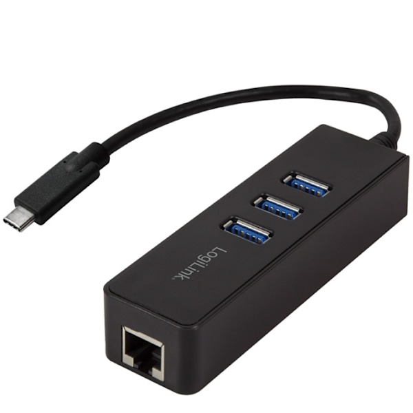 LogiLink USB-C 3-Port Hub Gigabit RJ45 (UA0283) musta