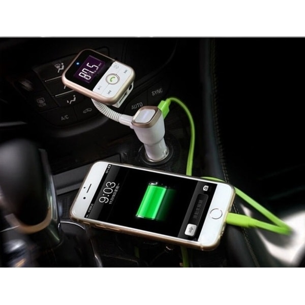 FM-sender med Bluetooth-håndfri og billader (guld)