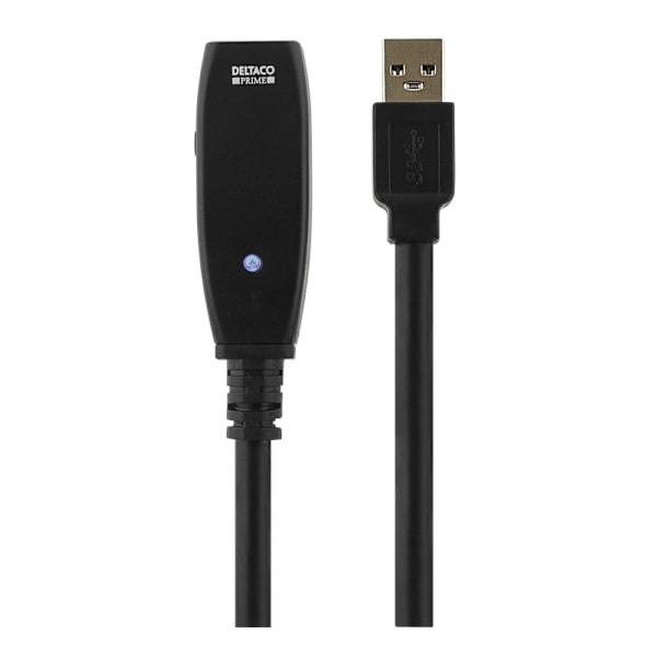 DELTACO aktiivinen USB 3.0-jatkokaapeli, Typ A ur - na, 2m, musta