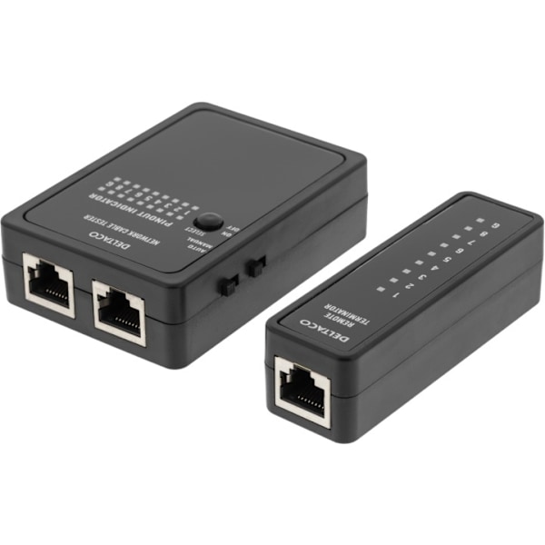 DELTACO kaapelintestaaja RJ45/RJ12 & BNC, 2 osainen, musta