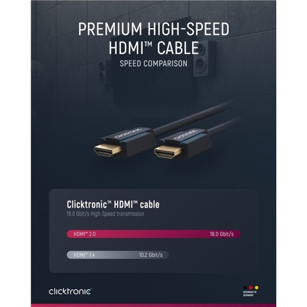 ClickTronic Premium HDMI™-huippunopeuskaapeli Ethernet-liitännällä