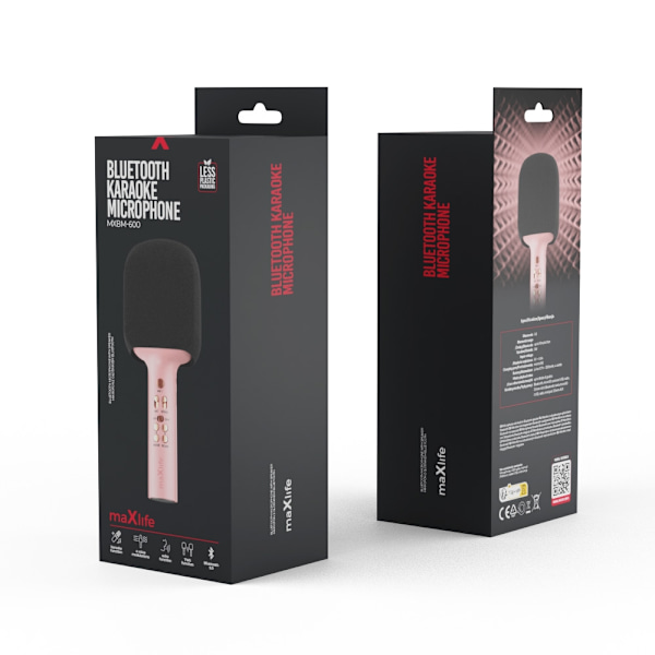 MaxLife MXBM-600 - Karaoke-Mikrofon med inbyggd högtalare, Rosa