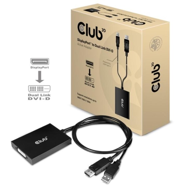 CLUB3D cac-1010 Displayport/usb DVI-I Daul link Svart, Vit