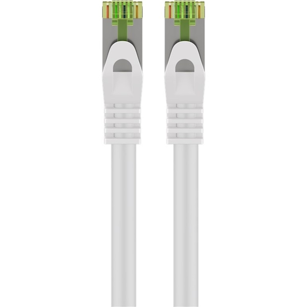Goobay RJ45 patchkabel med CAT 8.1 S/FTP råkabel, AWG 26, vit kopparledare, LSZH halogenfri kabelhölje, RJ45-kontakt (CAT 6A)