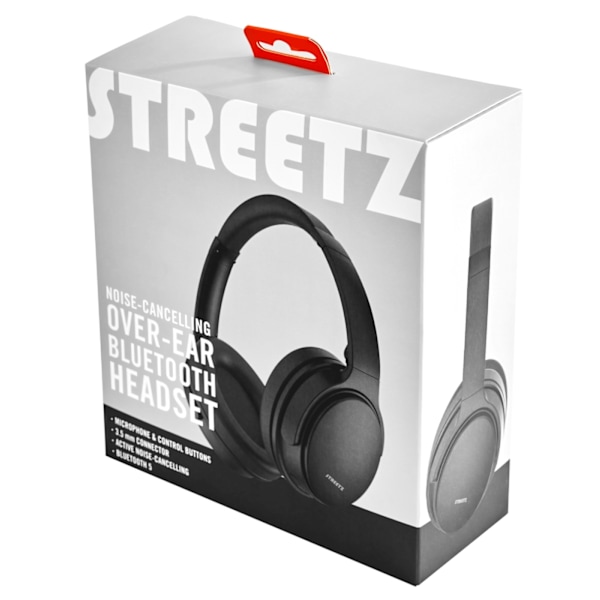 STREETZ Bluetooth noise cancelling headphones, microphone, buttons Svart