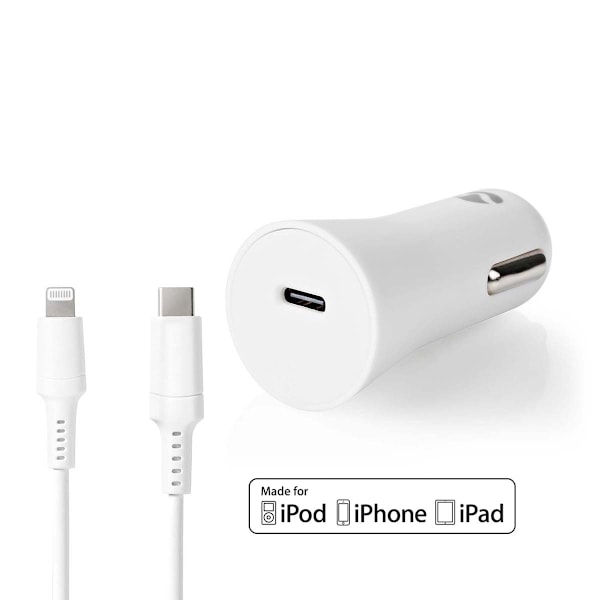 Nedis Autolaturi | 20 W | 1.67 / 2.22 / 3.0 A | Lähtöliitäntöjen määrä: 1 | Portin tyyppi: USB-C™ | Lightning 8-Pin (irrallinen) Kaapeli | 1.00 m | Au