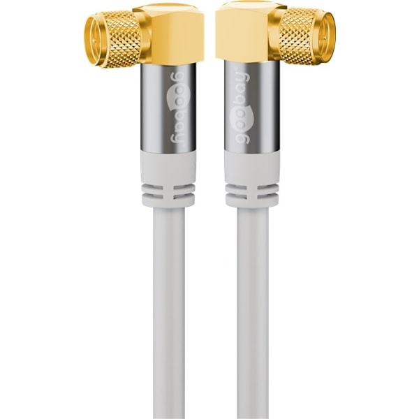 Goobay SAT-antennkabel (135 dB), 4x skärmad guldpläterad, F-plugg 90° > F-plugg 90°, 10 m