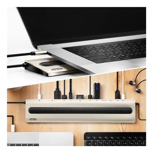 ATEN USB-C Multiport Dock with Power Pass-Through (13 Devices)