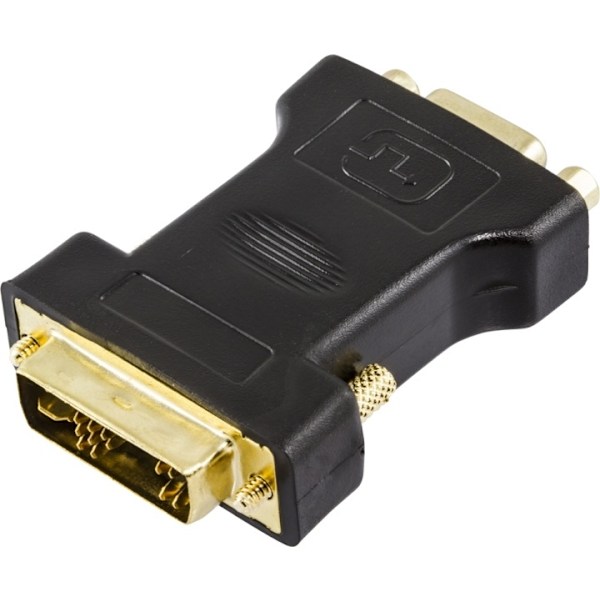 DELTACO DVI adapter analog DVI - analog VGA, ha - ho, svart (DVI-4)