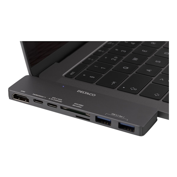 DELTACO Dual USB-C Dock för MacBook Pro 2016, Thunderbolt 3, 100W USB-