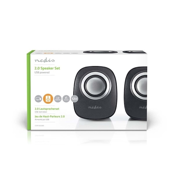 Nedis PC-högtalare | 2.0 | 12 W | 3.5 mm Hane | USB ström | Volymkontroll