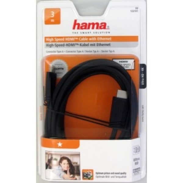 Hama HDMI Ethernet High Speed Kabel 3,0m Sort ST