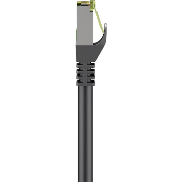 Goobay GHMT-certifierad CAT 8.1 patchkabel, S/FTP (PiMF), svart kopparledare, LSZH halogenfri kabelhölje, 0.25 m