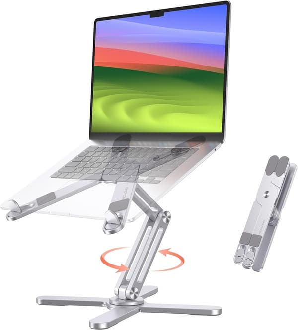 Höj- och sänkbart laptopstativ, vikbart, vridbart 360°, Silver