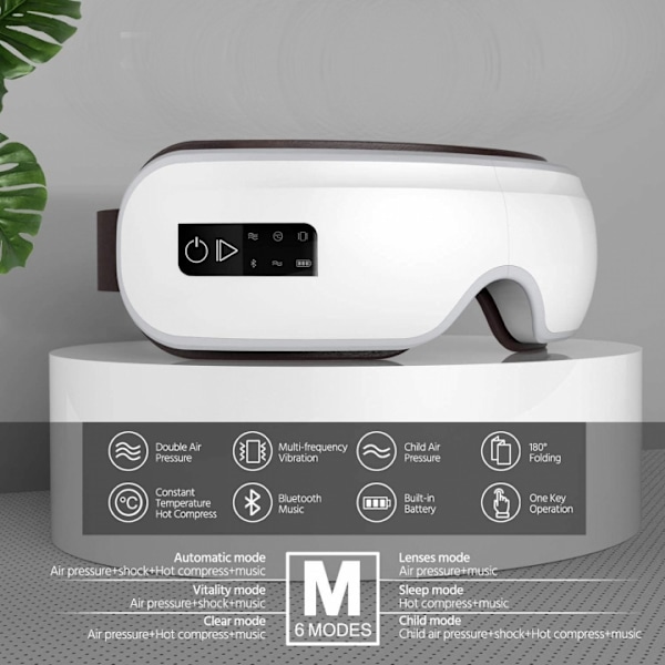 Massageapparat för trötta ögon med värme och bluetooth-musik, Vit