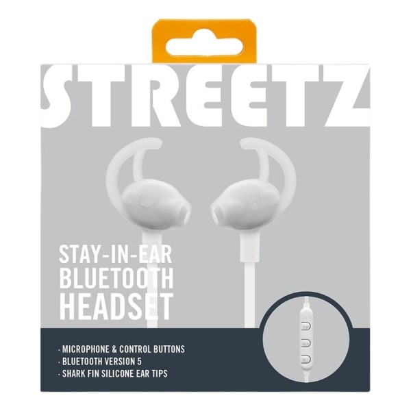 STREETZ Stay-in-ear BT hörlurar med mikrofon och media/svarsknap Vit