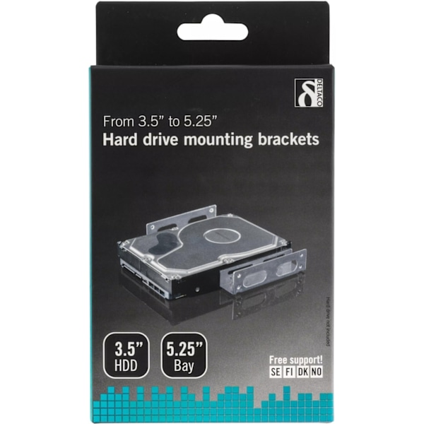 DELTACO monteringsvinkler til 3,5" harddisk i 5,25"