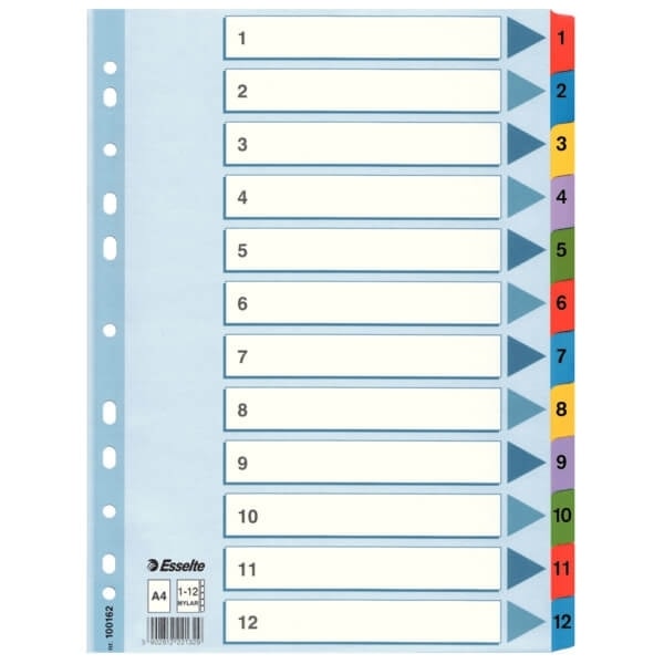 ESSELTE Register Mylar A4/1-12 Multifärgat