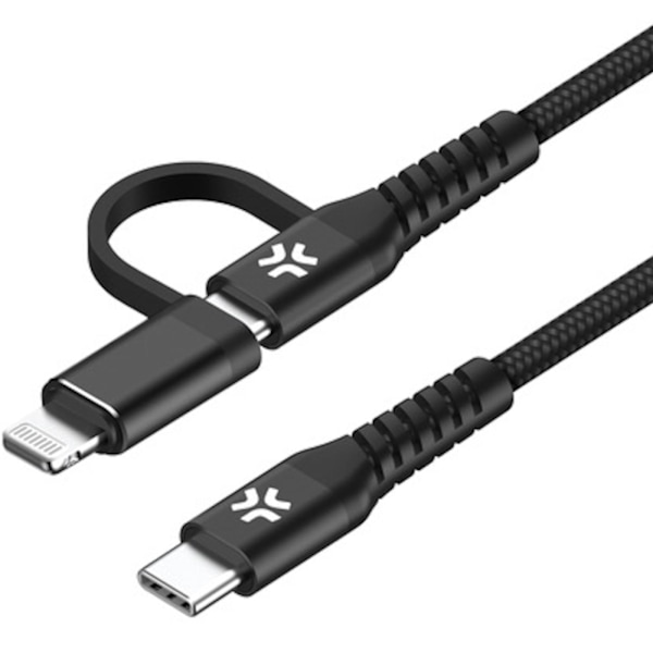 Celly 2-i-1-kabel USB-C - USB-C/Lightning 60W 1m Svart