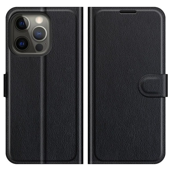 Fodral i PU-läder för iPhone 13 Pro Max, Svart Svart