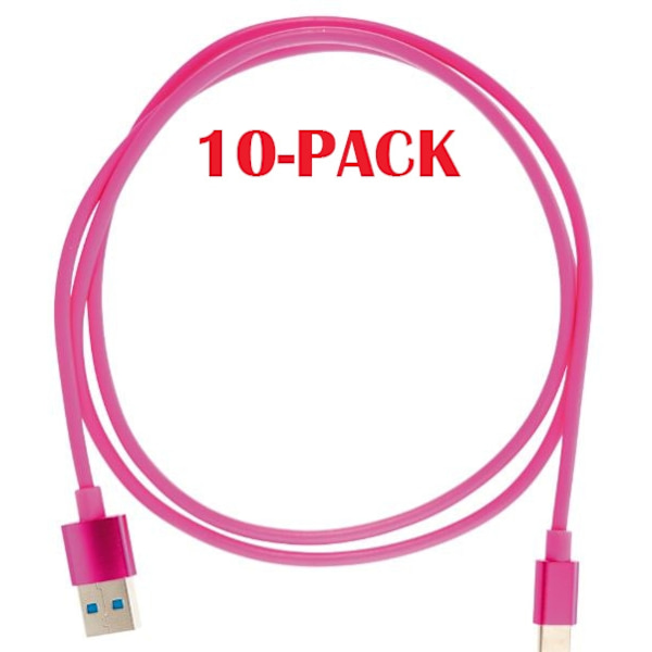 10-PACK Kabel USB-A - USB-C 2.4A, 1m, Rosa