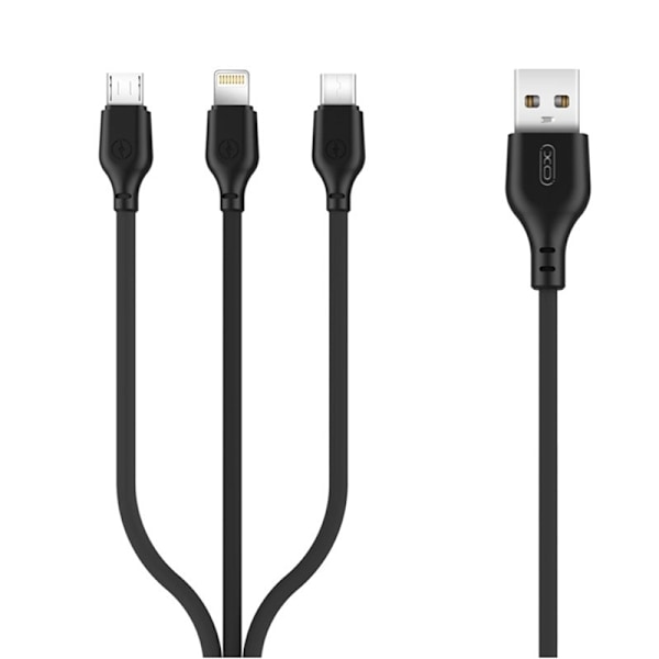 XO NB103, 3i1-Kabel (2.1A) USB - Lightning + USB-C + microUSB, 1m