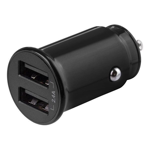 DELTACO 12/24 V USB-billader, dobbelte USB-A porte, 2,4 A, 12 W