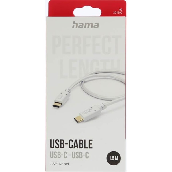 Hama Laddkabel USB-C Vit 1,5m