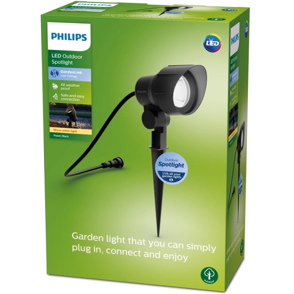 Philips GardenLink Spotlight varmvit 600 lm Svart