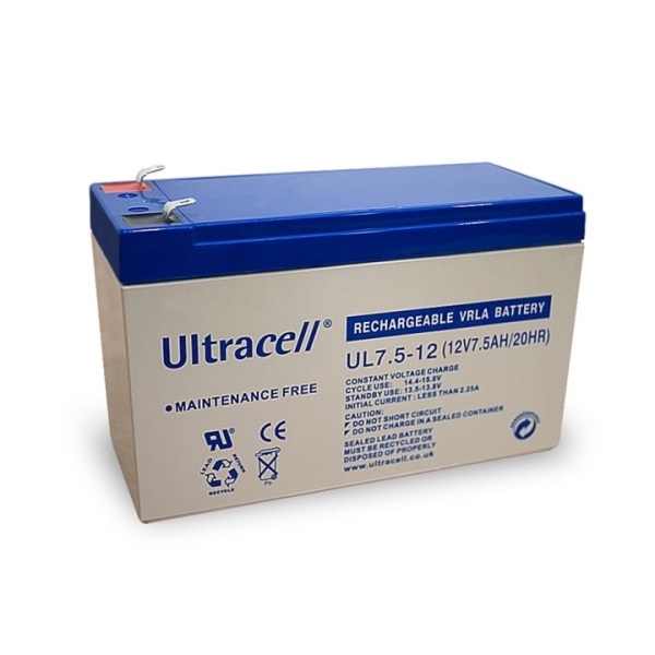 Ultracell Blybatteri 12 V, 7,5 Ah (UL7.5-12) Faston (4,8 mm) Bly