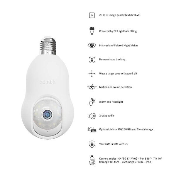 Hombli Smart Glödlampskamera Vit