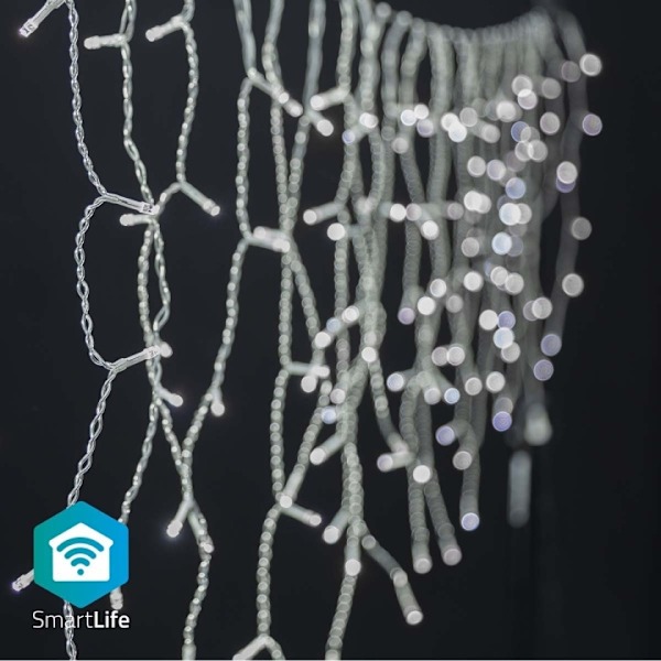Nedis SmartLife Jouluvalot | Jääpuikko | Wi-Fi | Kylmä Valkoinen | 400 LED's | 8.00 m | Android™ / IOS Valkoinen