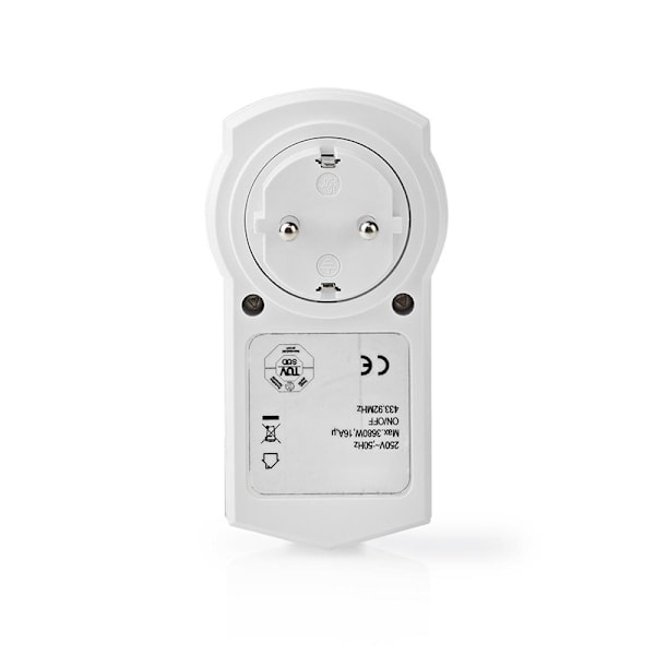 Nedis RF-Pistoke | Mesh / 433 MHz | IP20 | 3680 W | Maadoitettu virtaliitin / Tyyppi F (CEE 7/7) | -10 - 40 °C | Valkoinen