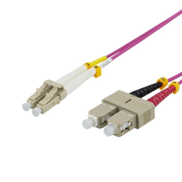 Deltaco OM4 Fiber cable, LC-SC Duplex, 50/125, 5m, pink