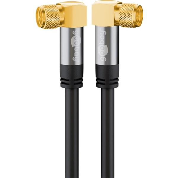 Goobay SAT-antennkabel (135 dB), 4x skärmad guldpläterad, F-plugg 90° > F-plugg 90°, 5 m