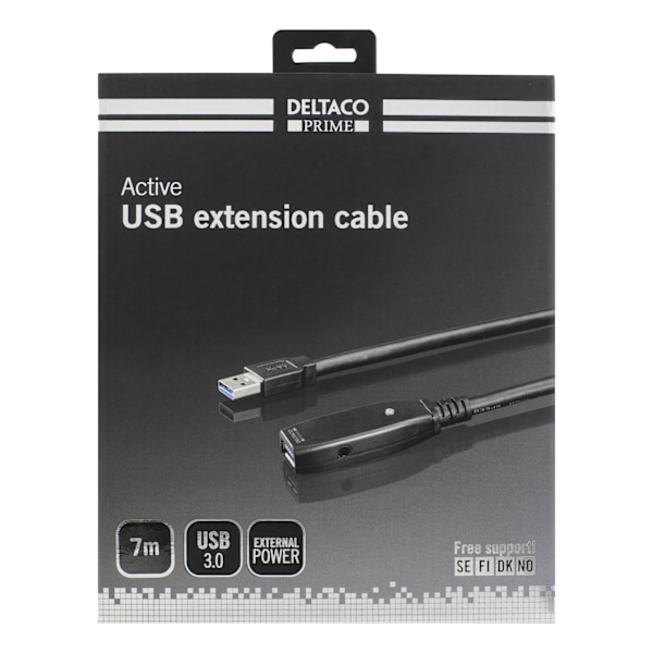 DELTACO PRIME aktiv USB 3.0-förlängningskabel, Typ A ha - ho, 7m, blå