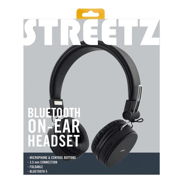 STREETZ Foldbart on-ear BT headset, 3,5 mm, sort Svart