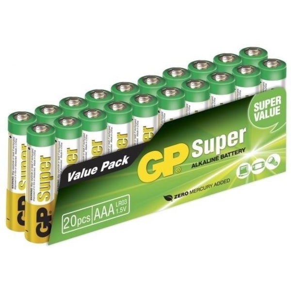 GP Super Alkaline AAA batteri, 24A/LR03, 20-pak