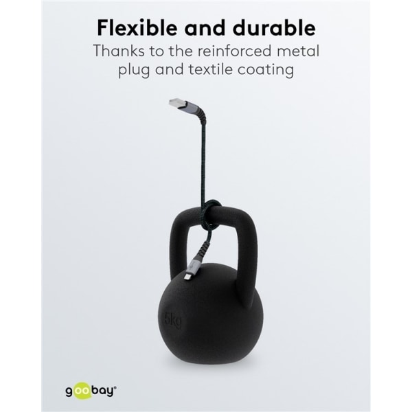 Goobay Lightning till USB-A-textilkabel med metallpluggar 0,5 m elegant och extra robust anslutningskabel för t.ex. Apple iPhone, iPad (Apple MFi cert