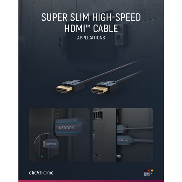 ClickTronic Ultra-Slim Höghastighets HDMI™-kabel med Ethernet Pr