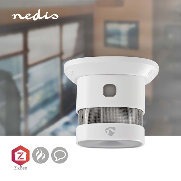 Nedis SmartLife Rökdetektor | Zigbee 3.0 | Batteridriven | Givarlivscykel: 10 år | EN 14604 | Max. batteritid: 60 Månader | 85 dB | Vit | 1 st