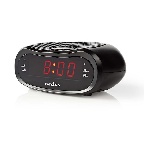 Nedis Digital vækkeur Radio | LED Display | Tidsprojektion | AM / FM | Snooze funktion | Sleep timer | Antal alarmer: 2 | Sort