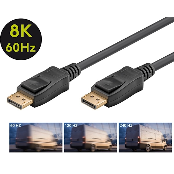 Goobay DisplayPort™-anslutningskabel 2.0 Displayport™ plugg > Displayport™ plugg, 8K @ 60Hz, 1 m