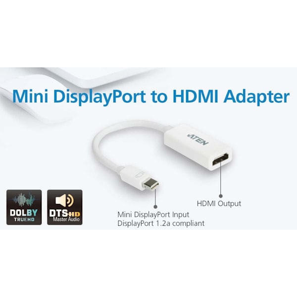 aten Mini Displayport-Kabel Mini DisplayPort-hane - HDMI Kontakt 0.15 m Vit