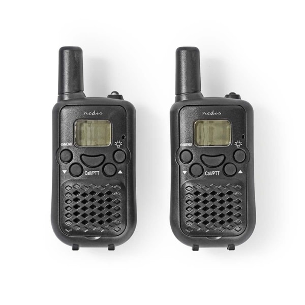 Nedis Walkie-talkie Set | 2 handenheter | Upp till 5 km | Frekvens kanaler: 8 | PTT / VOX | Upp till 2,5 timmar | Svart