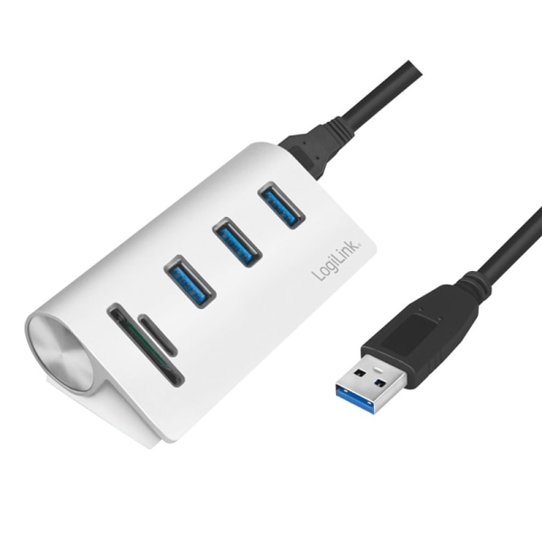 LogiLink USB3.0 3-port hub + minneskortsläsare