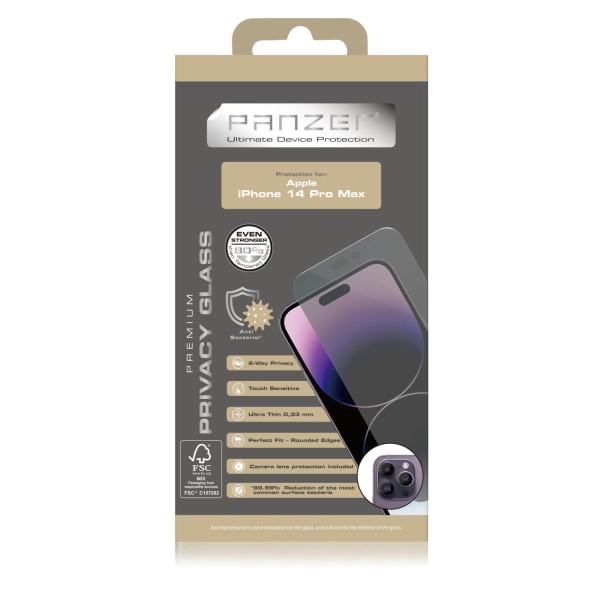 panzer iPhone 14 Pro Max Full-Fit Privacy Glass 2-suuntainen Svart