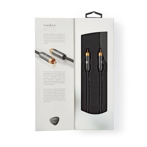 Nedis subwoofer Kabel | RCA Hane | RCA Hane | Guldplaterad | 5.00 m | Rund | 4.5 mm | Antracit / Grått Med Metall | Lock